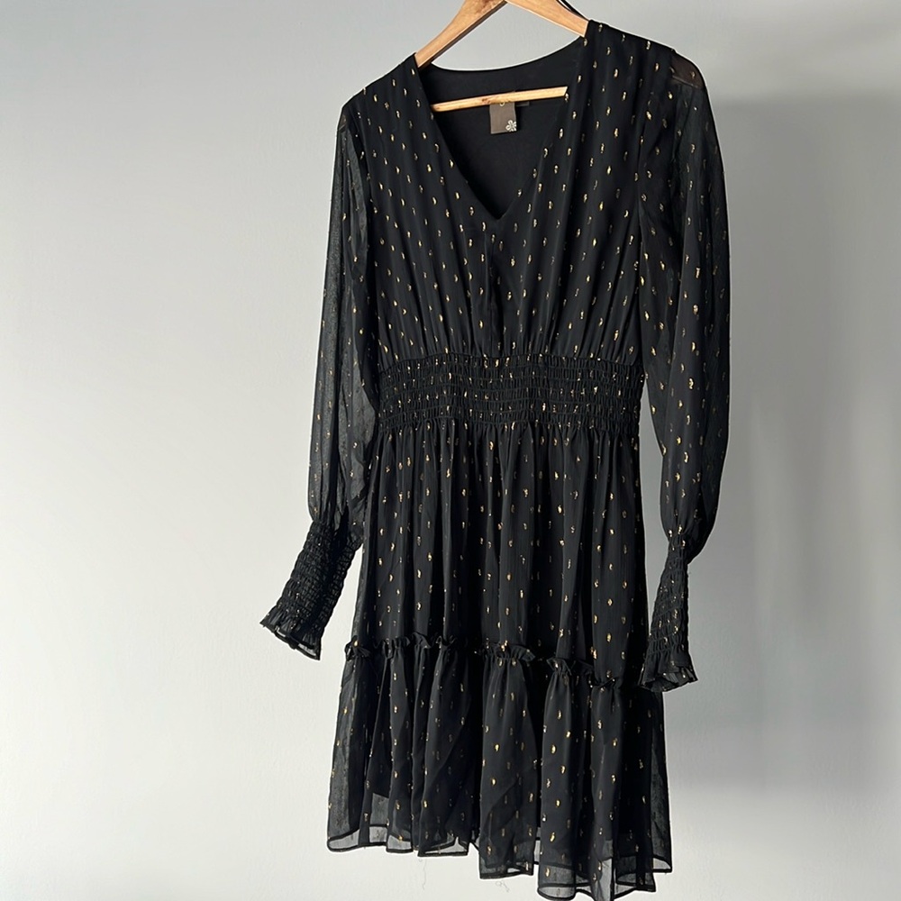 Taylor Black and Gold Sparkle Dress